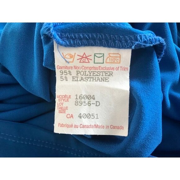 FRANK LYMAN Ruffled Cap Sleeve Dress Size 10 Royal Blue Ruched Waist Stretchy - Picture 8 of 8